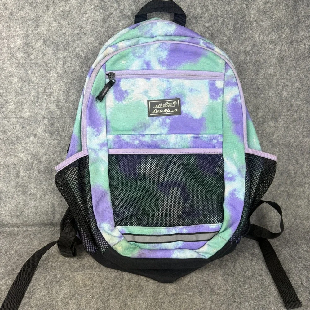Eddie Bauer Tie Dye Kids' Large‎ Adventurer Backpack Green Purple Blue